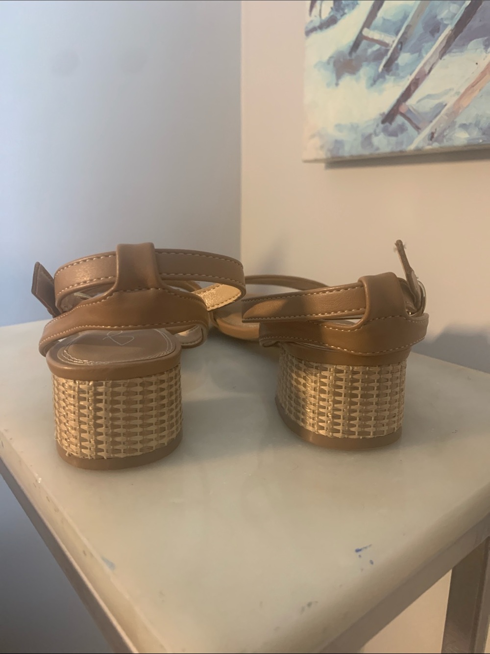 Joie Tan Woven Strap Block Heel Sandals - Picture 4 of 5